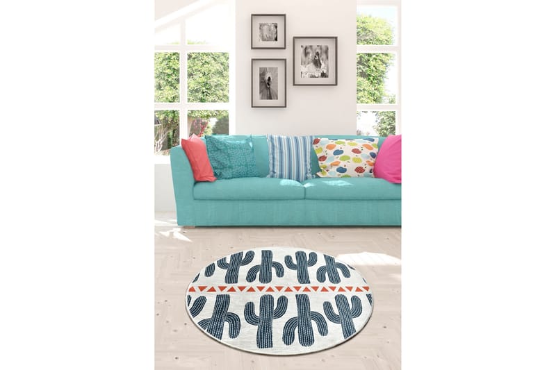 Matta Masaya Rund 100 cm - Flerfärgad/Sammet - Textil & mattor - Matta - Modern matta - Wiltonmatta