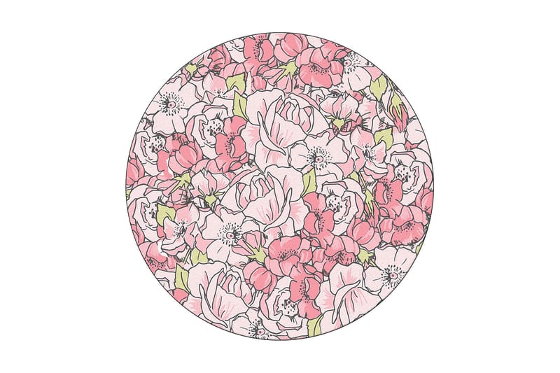 Matta Trandafir Rund 100 cm - Rosa/Sammet - Textil & mattor - Matta - Modern matta - Wiltonmatta