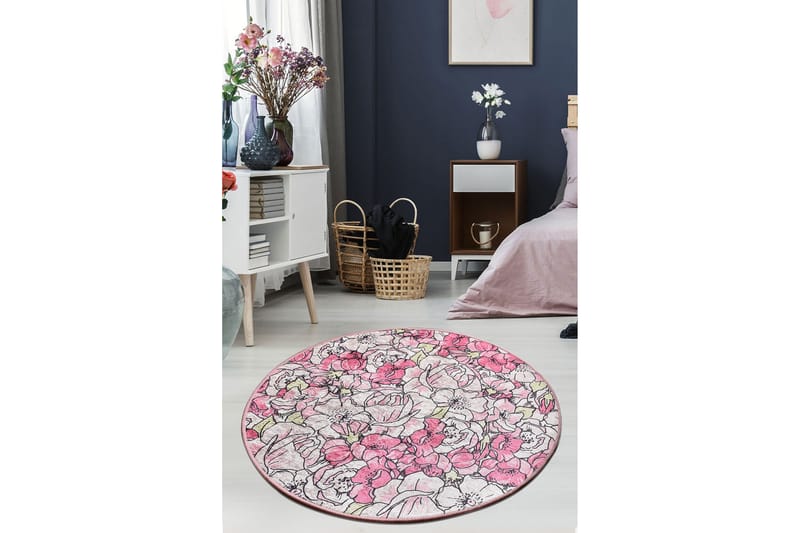 Matta Trandafir Rund 100 cm - Rosa/Sammet - Textil & mattor - Matta - Modern matta - Wiltonmatta