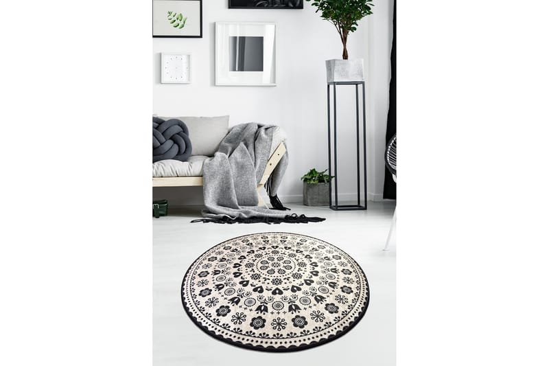 Matta Vigonza Rund 140 cm - Svart/Sammet - Textil & mattor - Matta - Modern matta - Wiltonmatta