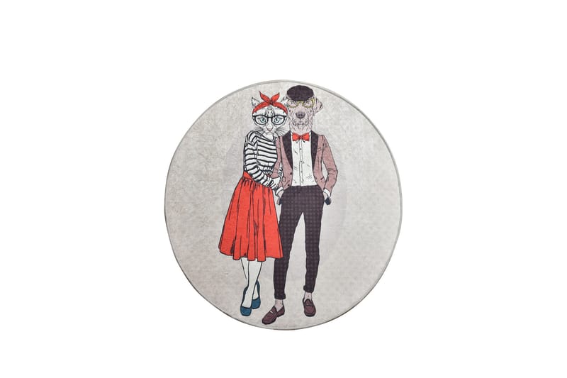 Matta Pareja Rund 100 cm - Flerfärgad/Sammet - Textil & mattor - Matta - Modern matta - Wiltonmatta