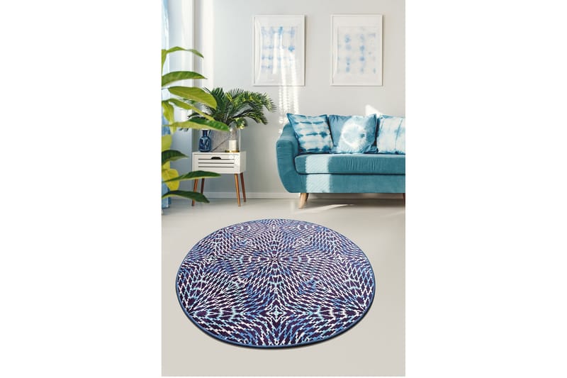 Matta Pelope Rund 100 cm - Flerfärgad/Sammet - Textil & mattor - Matta - Modern matta - Wiltonmatta