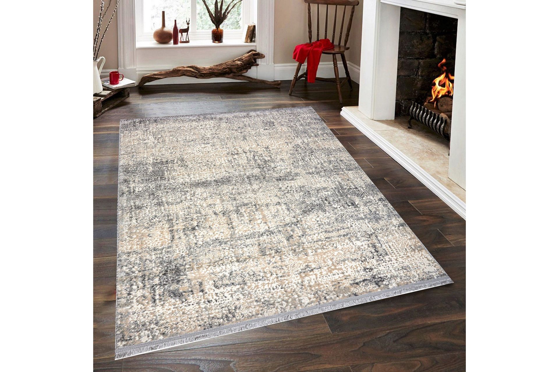 Naveena Wiltonmatta 140x200 cm Rektangul&auml;r - Gr&aring;/Beige/Creme