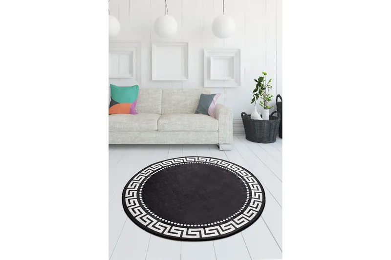 Orbarthe Matta Rund 100 cm - Flerfärgad/Sammet - Textil & mattor - Matta - Modern matta - Wiltonmatta