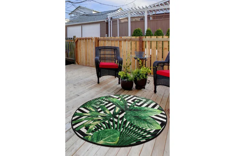 Serhat Matta Rund 100 cm - Grön/Sammet - Textil & mattor - Matta - Modern matta - Wiltonmatta