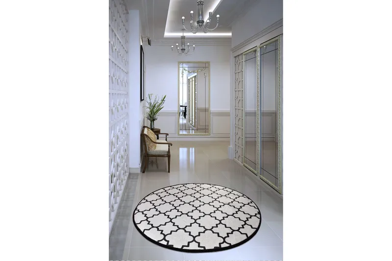 Surupa Matta Rund 100 cm - Vit/Sammet - Textil & mattor - Matta - Modern matta - Wiltonmatta