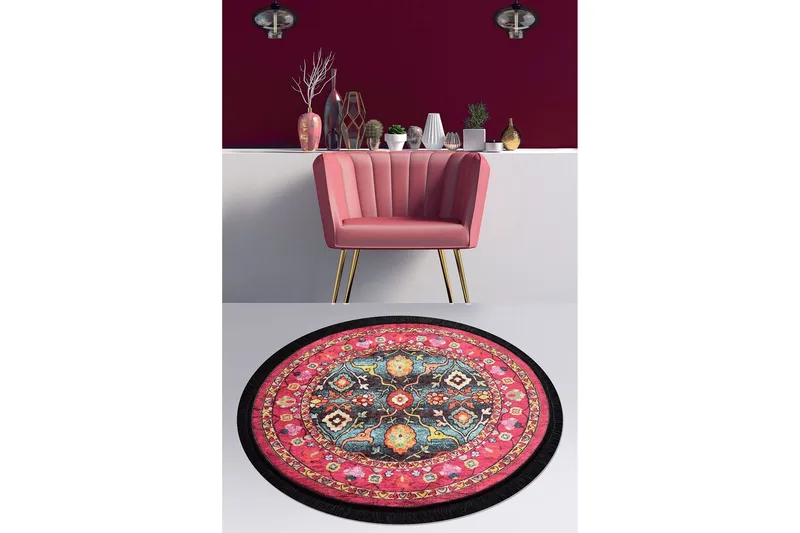 Svetik Matta Rund 100 cm - Flerfärgad/Sammet - Textil & mattor - Matta - Modern matta - Wiltonmatta