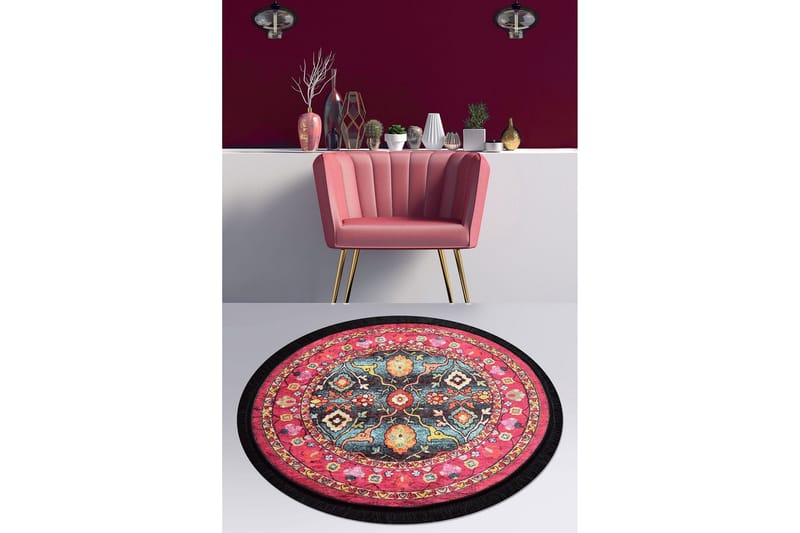 Svetik Matta Rund 140 cm - Flerfärgad/Sammet - Textil & mattor - Matta - Modern matta - Wiltonmatta