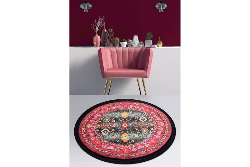 Svetik Matta Rund 140 cm - Flerfärgad/Sammet - Textil & mattor - Matta - Modern matta - Wiltonmatta