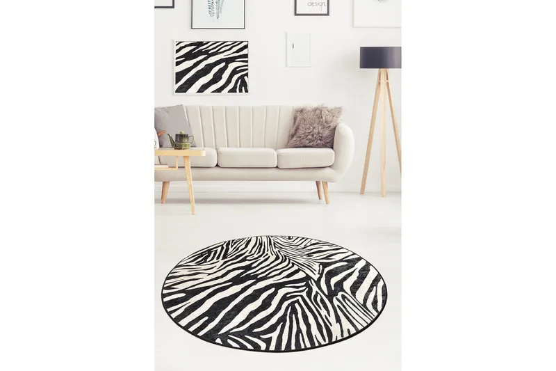 Ulphe Matta Rund 100 cm - Zebra/Sammet - Textil & mattor - Matta - Modern matta - Wiltonmatta