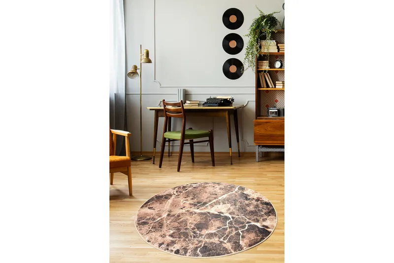 Zithunzi Matta Rund 140 cm - Flerfärgad/Sammet - Textil & mattor - Matta - Modern matta - Wiltonmatta