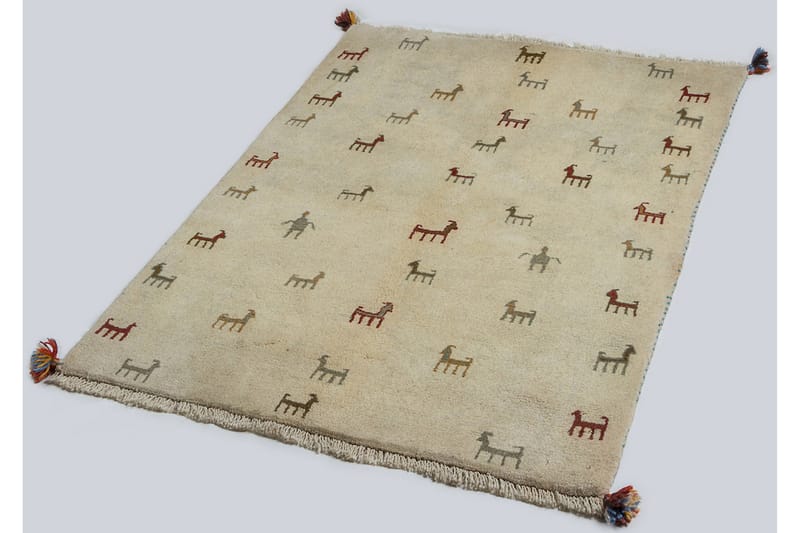 Handknuten Gabbeh Shiraz Ull Beige 103x138cm - Beige - Orientalisk matta - Persisk matta