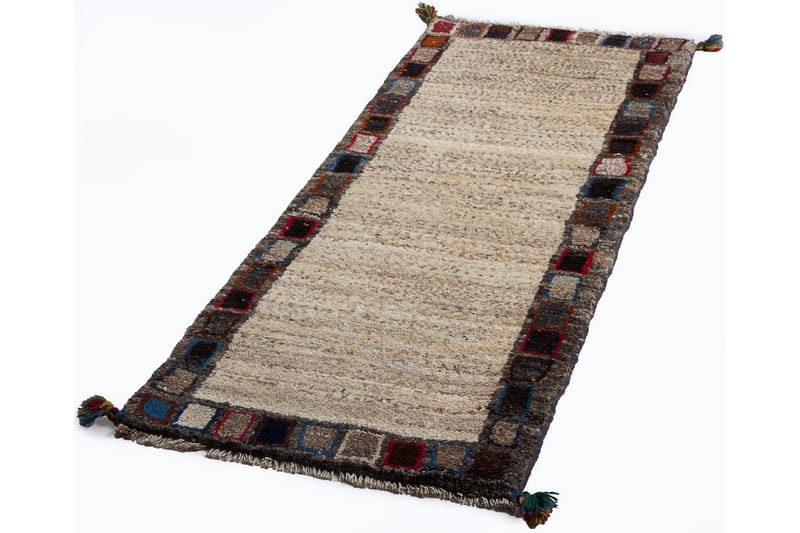 Handknuten Gabbeh Shiraz Ull Grå/Creme 58x140cm - Grå|Créme - Orientalisk matta - Persisk matta