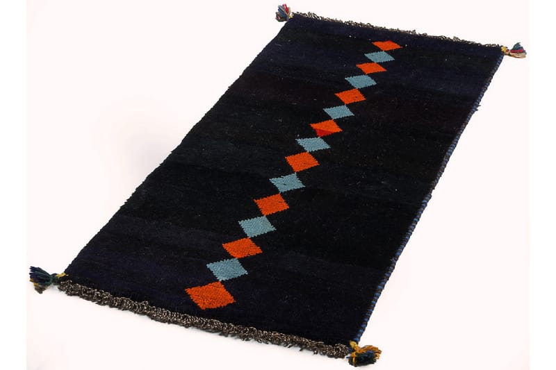 Handknuten Gabbeh Shiraz Ull Mörkblå 58x117cm - Mörkblå - Orientalisk matta - Persisk matta