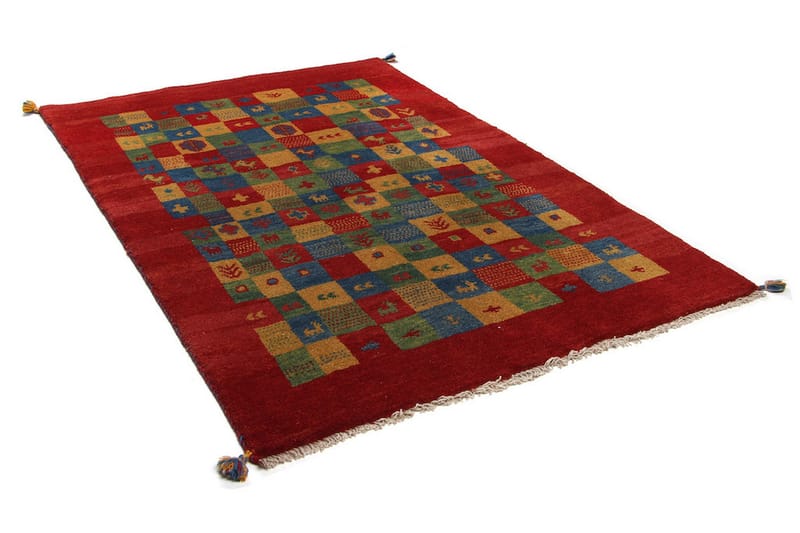 Handknuten Gabbeh Shiraz Ull Röd/Gul 124x186cm - Röd|Gul - Orientalisk matta - Persisk matta