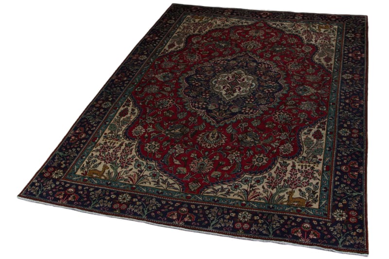 Handknuten Persisk Patinamatta 240x326 cm - Röd/Mörkblå - Orientalisk matta - Persisk matta
