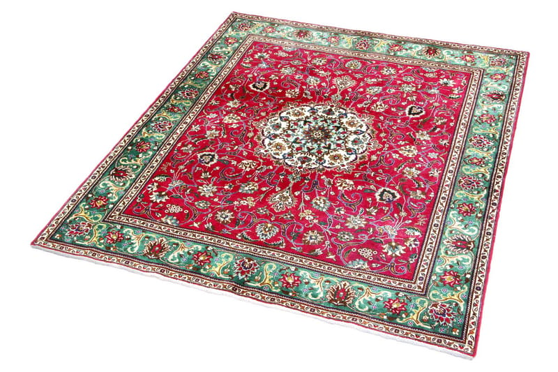 Handknuten Persisk Patinamatta 194x227 cm - Röd/Grön - Persisk matta - Orientalisk matta