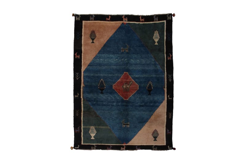 Handknuten Persisk Ullmatta 197x260 cm Gabbeh Shiraz - Blå/Svart - Persisk matta - Orientalisk matta