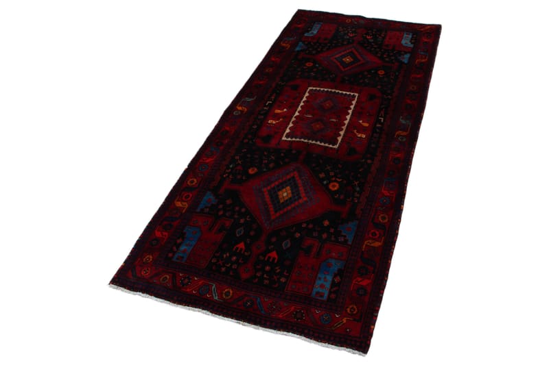Handknuten Persisk Matta 150x341 cm - Svart/Röd - Persisk matta - Orientalisk matta