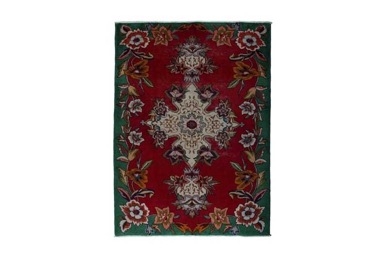 Handknuten Persisk Patinamatta 146x202 cm - Röd/Grön - Orientalisk matta - Persisk matta