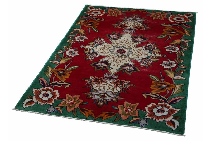 Handknuten Persisk Patinamatta 146x202 cm - Röd/Grön - Persisk matta - Orientalisk matta