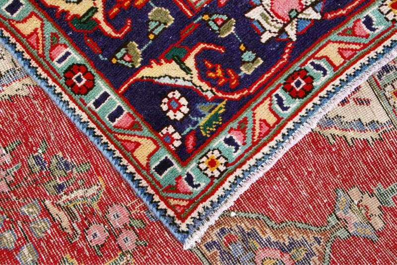 Handknuten Persisk Patinamatta 210x300 cm - Röd/Mörkblå - Orientalisk matta - Persisk matta