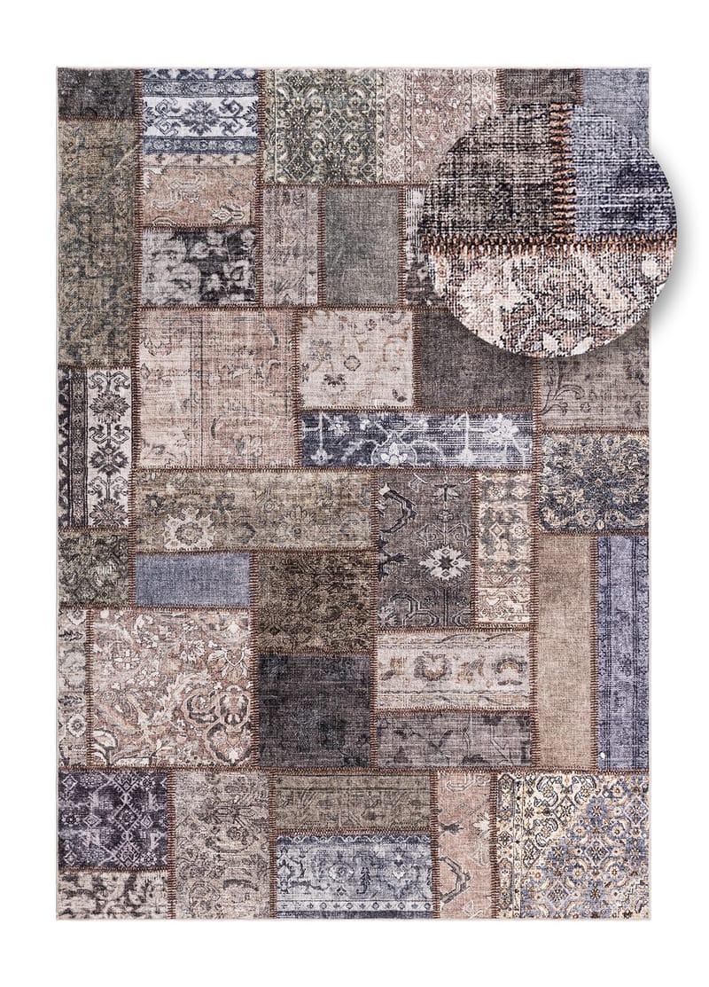 Maskinvävd Matta Tarfaya Patch Rund 240 cm - Smaragdgrön - Textil & mattor - Matta - Orientalisk matta - Patchwork matta