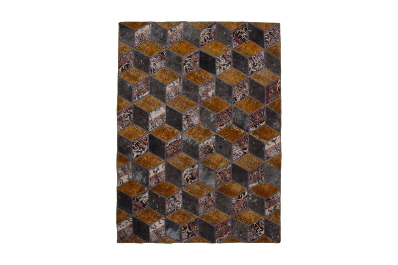 Handknuten Patchworkmatta Ull/Garn Flerfärgad 177x245cm - Flerfärgad - Patchwork matta