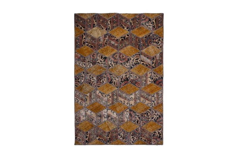 Handknuten Patchworkmatta Ull/Garn Flerfärgad 142x214cm - Flerfärgad - Patchwork matta