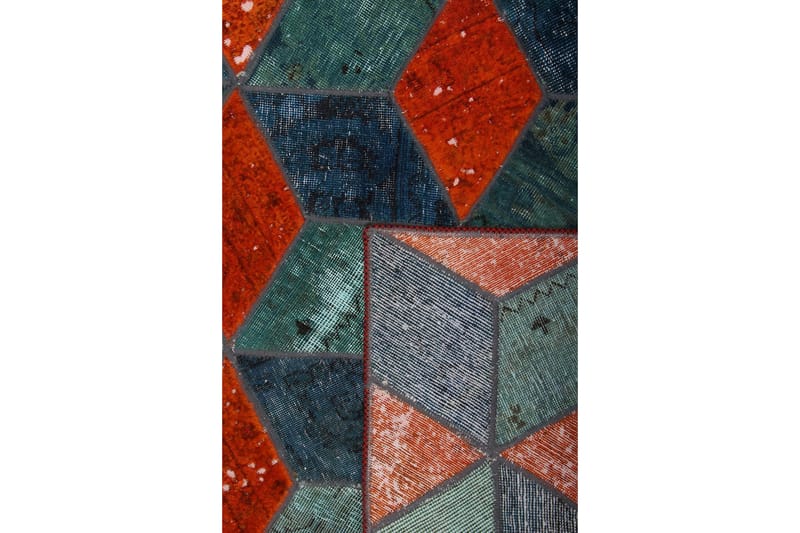 Handknuten Patchworkmatta Ull/Garn Flerfärgad 105x152cm - Flerfärgad - Patchwork matta