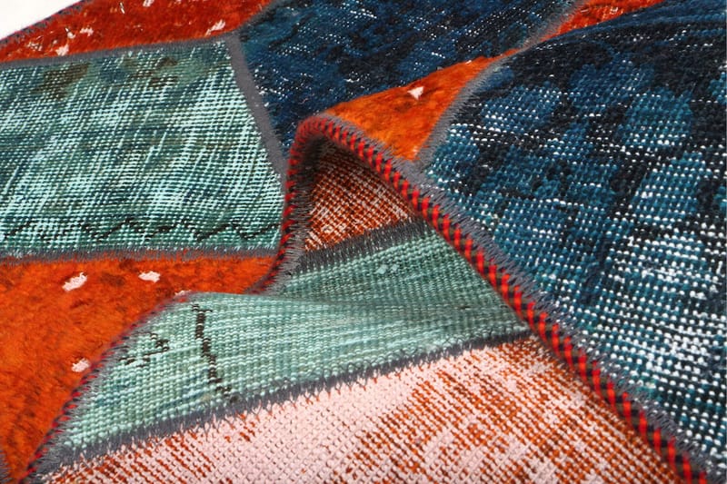 Handknuten Patchworkmatta Ull/Garn Flerfärgad 105x152cm - Flerfärgad - Patchwork matta