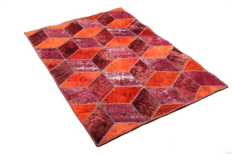 Handknuten Patchworkmatta Ull/Garn Flerfärgad 106x153cm - Flerfärgad - Patchwork matta