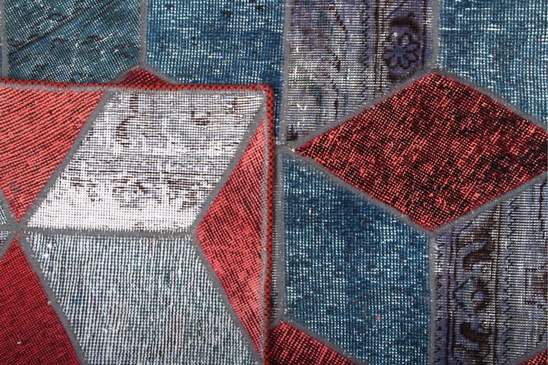 Handknuten Patchworkmatta Ull/Garn Flerfärgad 107x152cm - Flerfärgad - Patchwork matta
