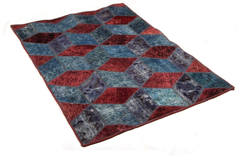 Handknuten Patchworkmatta Ull/Garn Flerfärgad 107x152cm - Flerfärgad - Patchwork matta