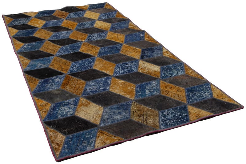 Handknuten Patchworkmatta Ull/Garn Flerfärgad 124x248cm - Flerfärgad - Patchwork matta