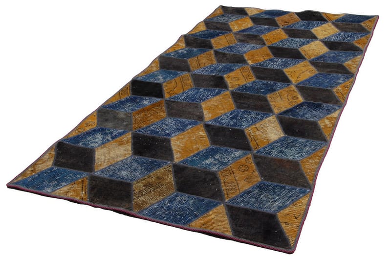 Handknuten Patchworkmatta Ull/Garn Flerfärgad 124x248cm - Flerfärgad - Patchwork matta