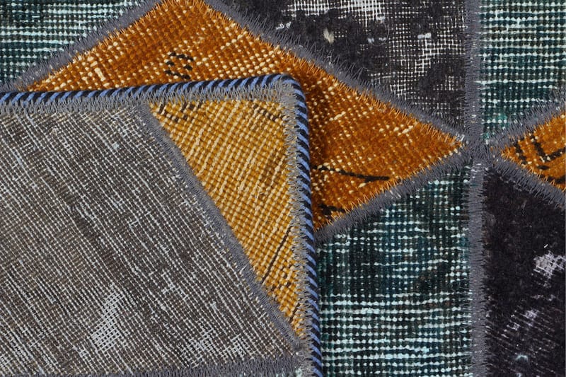 Handknuten Patchworkmatta Ull/Garn Flerfärgad 144x220cm - Flerfärgad - Patchwork matta