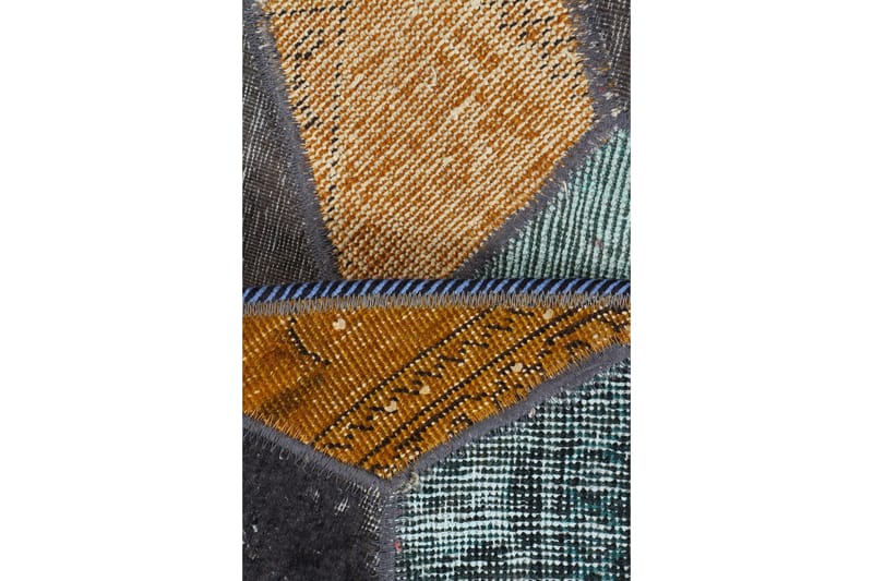 Handknuten Patchworkmatta Ull/Garn Flerfärgad 144x220cm - Flerfärgad - Patchwork matta