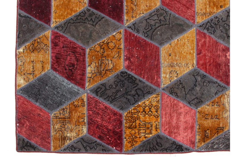 Handknuten Patchworkmatta Ull/Garn Flerfärgad 176x245cm - Flerfärgad - Patchwork matta