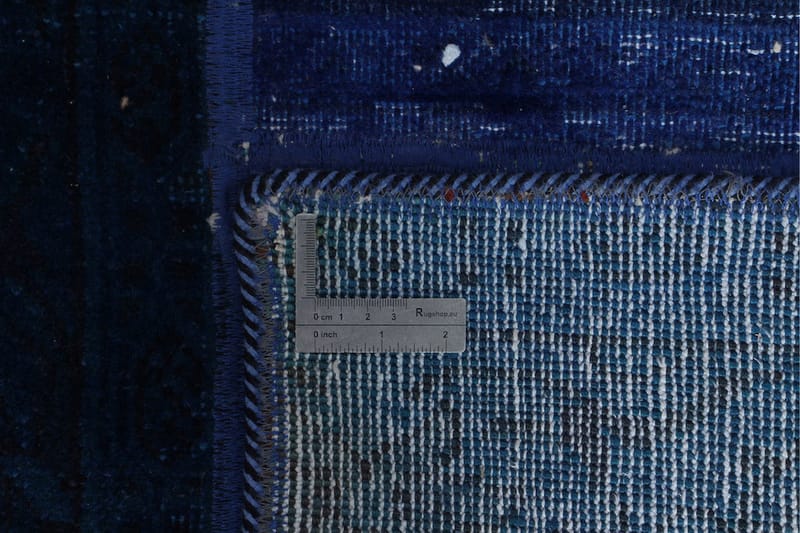 Handknuten Patchworkmatta Ull/Garn Mörkblå/Blå 138x214cm - Mörkblå|Blå - Patchwork matta