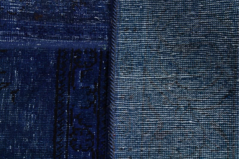 Handknuten Patchworkmatta Ull/Garn Mörkblå/Blå 138x214cm - Mörkblå|Blå - Patchwork matta