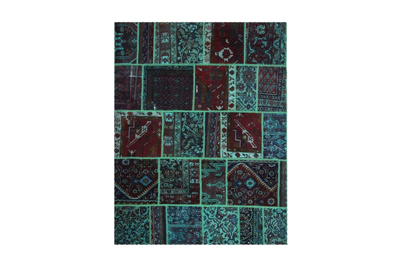 Handknuten Patchworkmatta Ull/Garn Flerfärgad 167x220cm - Flerfärgad - Patchwork matta