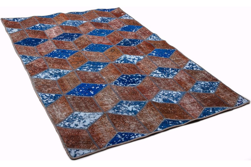 Handknuten Patchworkmatta Ull/Garn Flerfärgad 145x216cm - Flerfärgad - Patchwork matta