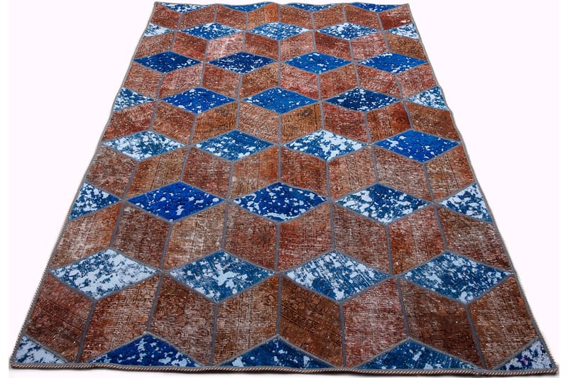 Handknuten Patchworkmatta Ull/Garn Flerfärgad 145x216cm - Flerfärgad - Patchwork matta