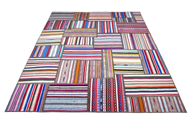 Handknuten Persisk Patchworkmatta 184x230 cm - Flerfärgad - Patchwork matta