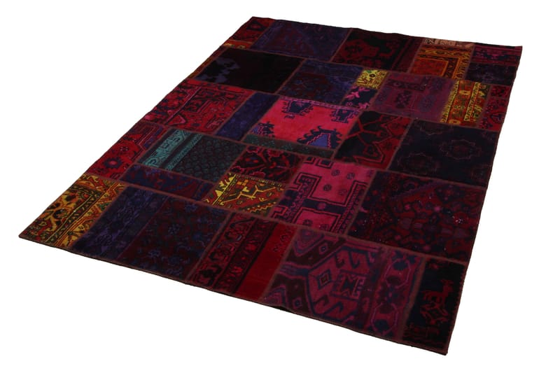 Handknuten Persisk Patchwork Ullmatta 167x225 cm Garn - Flerfärgad - Patchwork matta