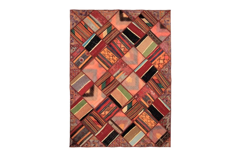 Handknuten Persisk Patchwork Ullmatta 167x231 cm Garn - Flerfärgad - Patchwork matta