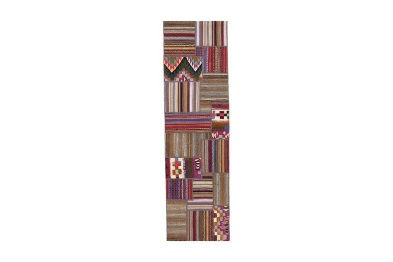 Handknuten Persisk Patchwork Ullmatta 72x254 cm Garn - Flerfärgad - Patchwork matta