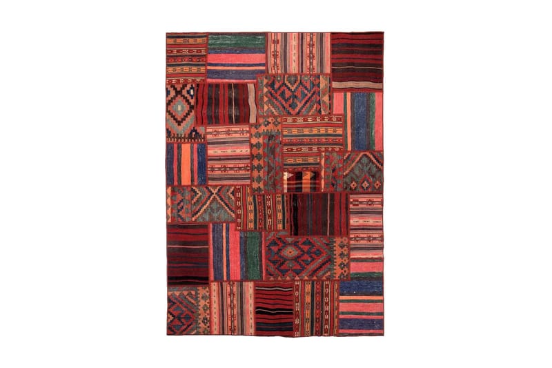 Handknuten Persisk Patchwork Ullmatta 162x228 cm Garn - Flerfärgad - Patchwork matta