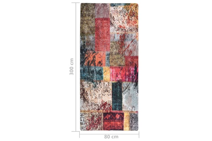 Matta tvättbar lappmönster 80x300 cm flerfärgad halkfri - Flerfärgad - Patchwork matta